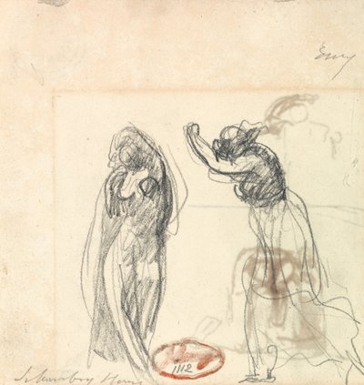 Kaksi luonnosta naishahmosta tekijältä George Romney