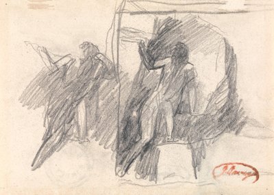 Kaksi luonnosta puoliksi polvillaan olevasta hahmosta tekijältä George Romney