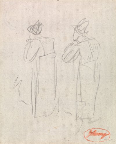 Kaksi seisovaa hahmoa, joilla on korkeat hatut tekijältä George Romney