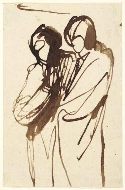 Kaksi seisovaa hahmoa tekijältä George Romney