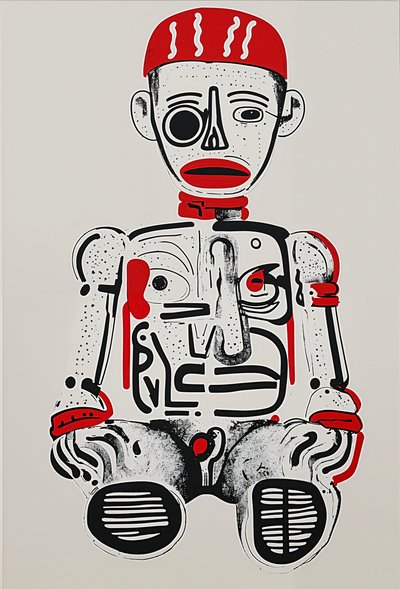 "Digital Totem", 2024 (akryyli kankaalle) tekijältä George Rosaly