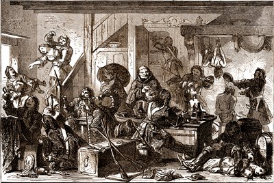 Lohikäärmeet: vainot, jotka kohdistuivat Ranskan kuningaskunnan protestanttisiin yhteisöihin 1680-luvulla. 1800-luku (kaiverrus) tekijältä George Roux