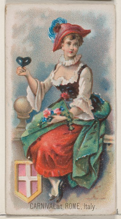 Karnevaali Roomassa, Italiassa, Holidays-sarjasta N80 Duke-tuotemerkin savukkeille, 1890, 1890. tekijältä George S. Harris and Sons