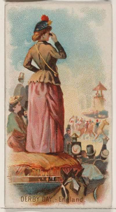 Derby Day, Englanti, Holidays-sarjasta N80 Duke-tuotemerkin savukkeille, 1890, 1890. tekijältä George S. Harris and Sons