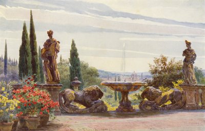 Italialaiset puutarhat: Palmierin huvilasta (värilitro). tekijältä George Samuel Elgood