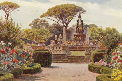 Italialaiset puutarhat: Villa Lante Bagnajassa (värilitro) tekijältä George Samuel Elgood