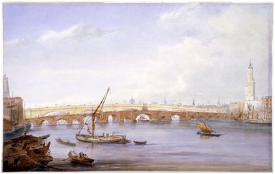 Vanha ja uusi London Bridges, Lontoo, 1831. tekijältä George Scharf