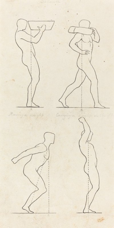 Painon kantaminen; Valmistautuminen hyppäämiseen ja laskeutumiseen tekijältä George Scharf after John Flaxman
