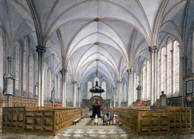 Temple Churchin sisäkuva Lontoossa, 1811. tekijältä George Shepherd