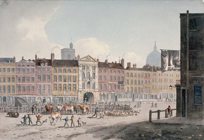 Smithfield Market, Lontoon kaupunki, 1810. tekijältä George Shepherd