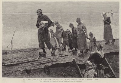 Kalastajan lapsen hautajaiset Volendamissa Zuider Ze -kadulla tekijältä George Sherwood Hunter