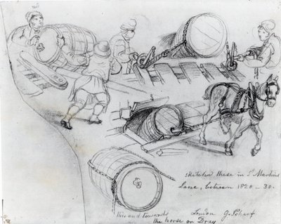 Ajomiehet ja hevonen, noin 1820-30 tekijältä George Snr Scharf