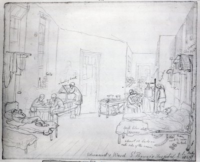 Edwardin osasto, St. Thomasin sairaala, Lontoo, 1843 tekijältä George Snr Scharf