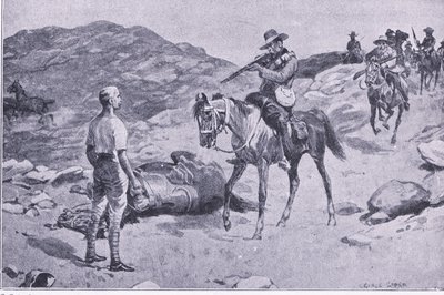 A gallant deed on the march to Hoopstad, After Pretoria: The Guerilla War julkaissut Harmsworth Bros Limited 1901. tekijältä George Soper