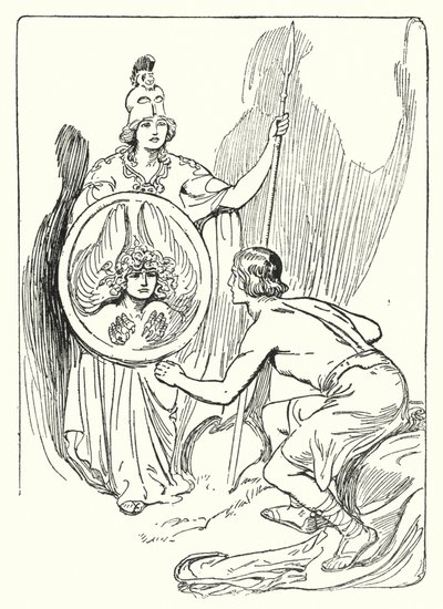 Perseus: "Kilven peilistä ilmestyi kasvot" (litho) tekijältä George Soper