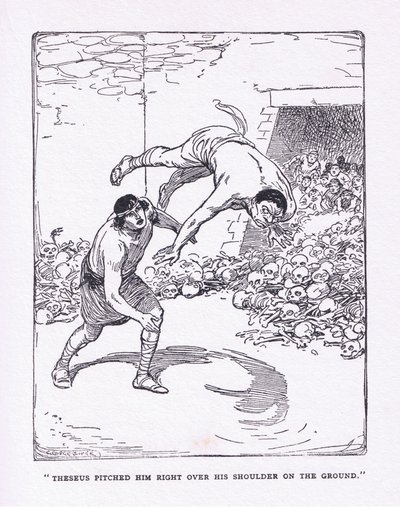 Meri heitti hänet suoraan olkapäänsä yli maahan, George Allen and Unwinin 1929 julkaisemasta The Heroes -teoksesta. tekijältä George Soper
