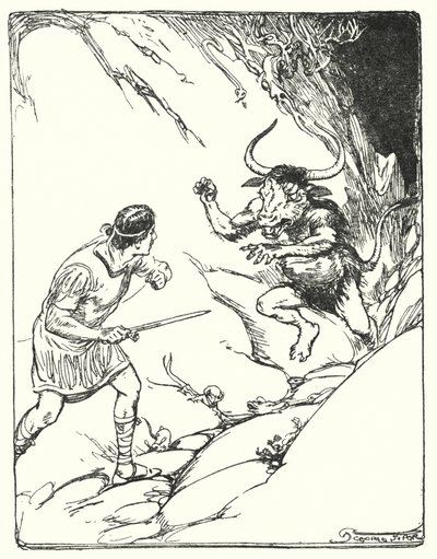 Theseus: "Hän ei ollut koskaan nähnyt niin outoa petoa" (litho) tekijältä George Soper