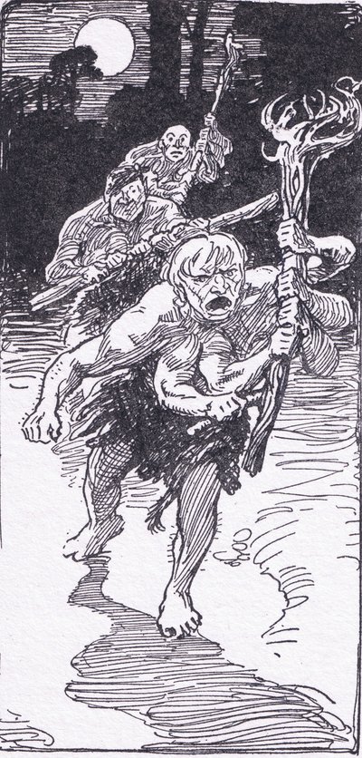Heidän makaaessaan nukkuessaan tuli alas kauheita miehiä George Allenin ja Unwinin vuonna 1929 julkaisemasta The Heroesista. tekijältä George Soper