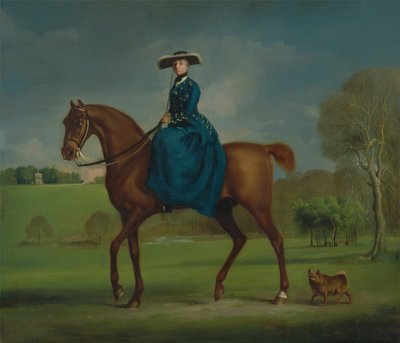 Coningsbyn kreivitär Charltonin metsästyspuvun asussa tekijältä George Stubbs
