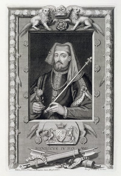 Henrik IV (1367-1413) Englannin kuningas vuodesta 1399 Hampton Courtissa maalauksen jälkeen, taiteilijan kaivertama tekijältä George Vertue