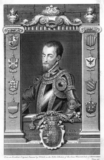 Filippus II, Espanjan kuningas, 1500-luku, 1735 tekijältä George Vertue