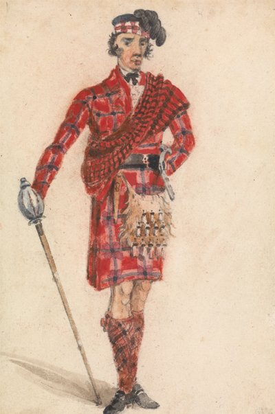 escocês com espada; Vestido moderno de um Highland Chieftanfinnish tekijältä George Walker