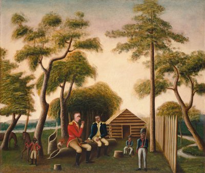 Marion juhlii brittiläistä upseeria bataattien parissa, 1848. tekijältä George Washington Mark