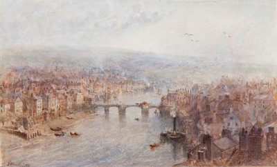 Whitby ja Esk-joki, harmaana päivänä tekijältä George Weatherill