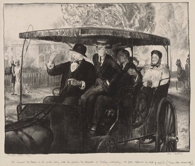 Sunnuntai, kirkkoon meno: Muistoja sunnuntaiaamusta Columbuksessa, Ohiossa, 1897 tekijältä George Wesley Bellows