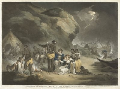 African Hospitality, pub.1791 (käsinvärinen kaiverrus) tekijältä George after Morland