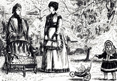 Sarjakuva nimeltä "Perintö vai visionisti?". Kuvittanut George du Maurier (1834-1896), ranskalais-brittiläinen sarjakuvapiirtäjä ja kirjailija tekijältä George du Maurier