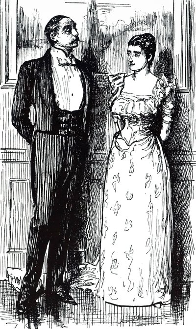 Sarjakuva nimeltä "Psychical Society". Kuvittanut George du Maurier (1834-1896), ranskalais-brittiläinen sarjakuvapiirtäjä ja kirjailija tekijältä George du Maurier