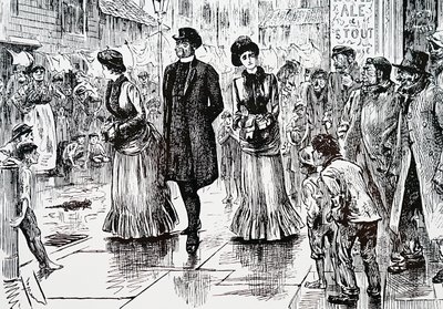Alempien tilausten tarkastus. George du Maurier (1834-1896), ranskalais-brittiläinen sarjakuvapiirtäjä ja kirjailija tekijältä George du Maurier