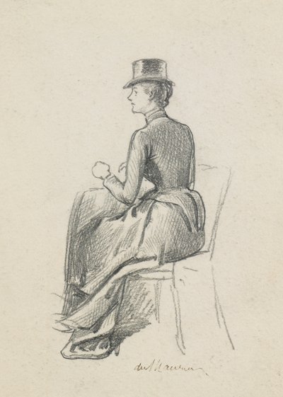 Tyttö ratsastustottumuksessa tekijältä George du Maurier