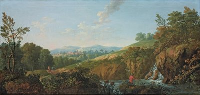 Metsäinen jokimaisema tekijältä George the Elder Barret