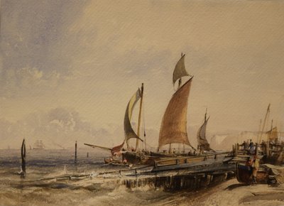 Rannikkokohtaus, noin 1830 (akvarelli ja bodycolour paperille). tekijältä George the Elder Chambers