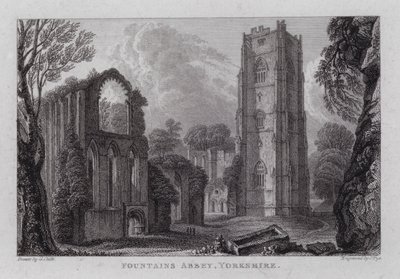 Fountains Abbey, Yorkshire (kaiverrus) tekijältä George the Younger Cuitt