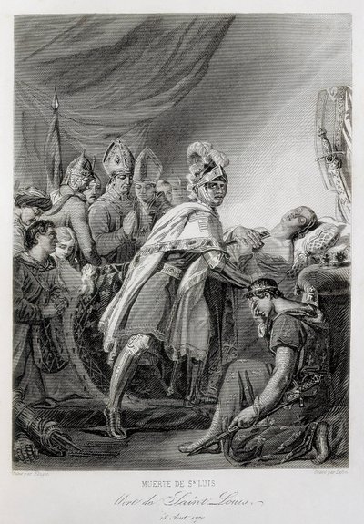 LOUIS IX, Ranskan Pyhä Ludvig (kaiverrus) tekijältä Georges (after) Rouget