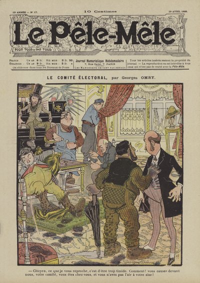 Le comite electoral. Le Pele-Mele -lehden kuvitus, 1906. tekijältä Georges Antonin Henri Mory