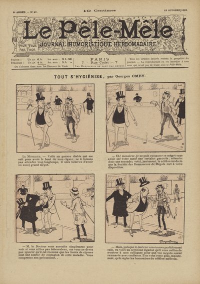 Kaikki hygienisoituu. Kuvitus Le Pele-Melestä, 1902 tekijältä Georges Antonin Henri Mory