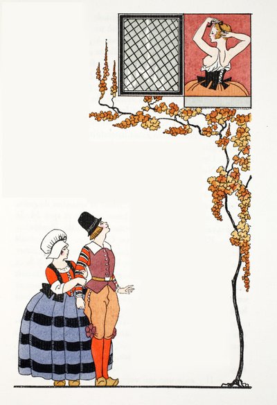 Ihailu kaukaa (pochoor print) tekijältä Georges Barbier