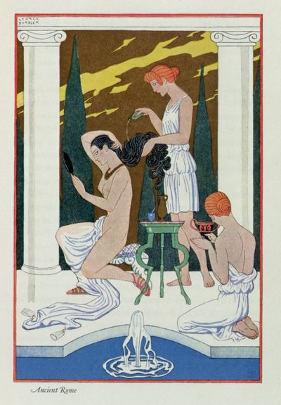 Muinainen Rooma, "The Art of Perfume", pub. 1912 (pochoor print) tekijältä Georges Barbier