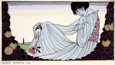 Contemplation 1919 (stensiiliprintti) tekijältä Georges Barbier