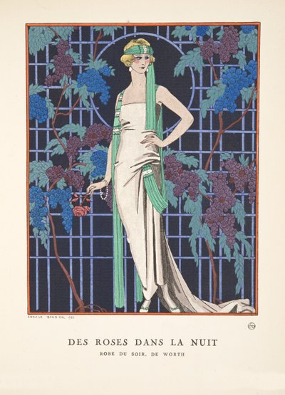 Roses in the Night, muotilautasten kokoelmasta tekijältä Georges Barbier
