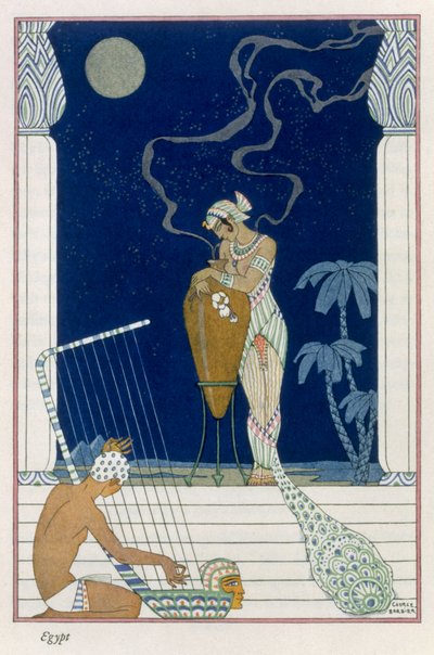 Egypti, "The Art of Perfume", pub. 1912 (pochoor print) tekijältä Georges Barbier