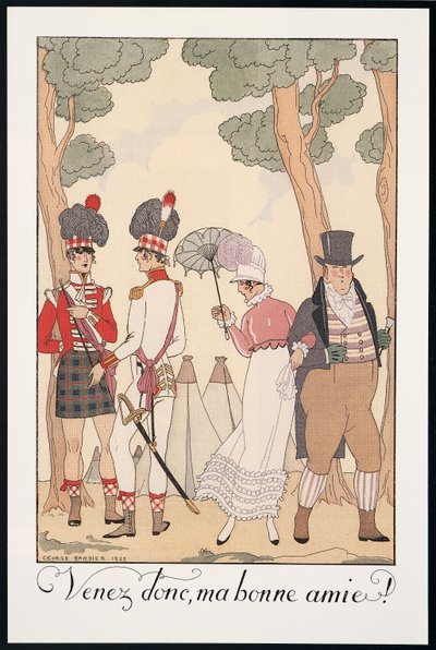 Falbalas ja Fanfreluches, Almanakka vuodelle 1923, Tule siis, hyvä ystäväni, George Barbier, print tekijältä Georges Barbier
