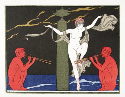 Kuvitus Les Chansons de Bilitisistä, Pierre Louys, pubi. 1922 (stensiiliprintti) tekijältä Georges Barbier
