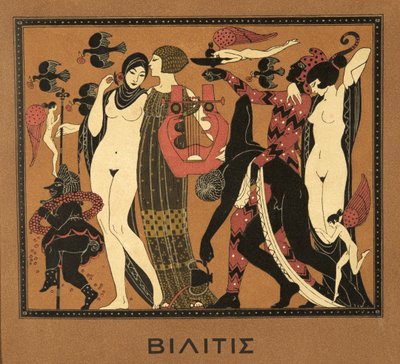 Kuvitus Les Chansons de Bilitisistä, Pierre Louys, pubi. 1922 (stensiiliprintti) tekijältä Georges Barbier