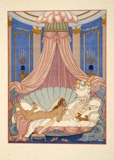 Kuvitus Pierre Choderlos de Laclosin (1741-1803) pubista "Les Liaisons Dangereuses". 1934 (stensiiliprintti) tekijältä Georges Barbier