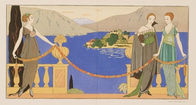 Isola Bella, Redfernin suunnittelemat iltapuvut, levy 57 Gazette du Bon Tonista, kesäkuu 1914 (pochoir print) tekijältä Georges Barbier